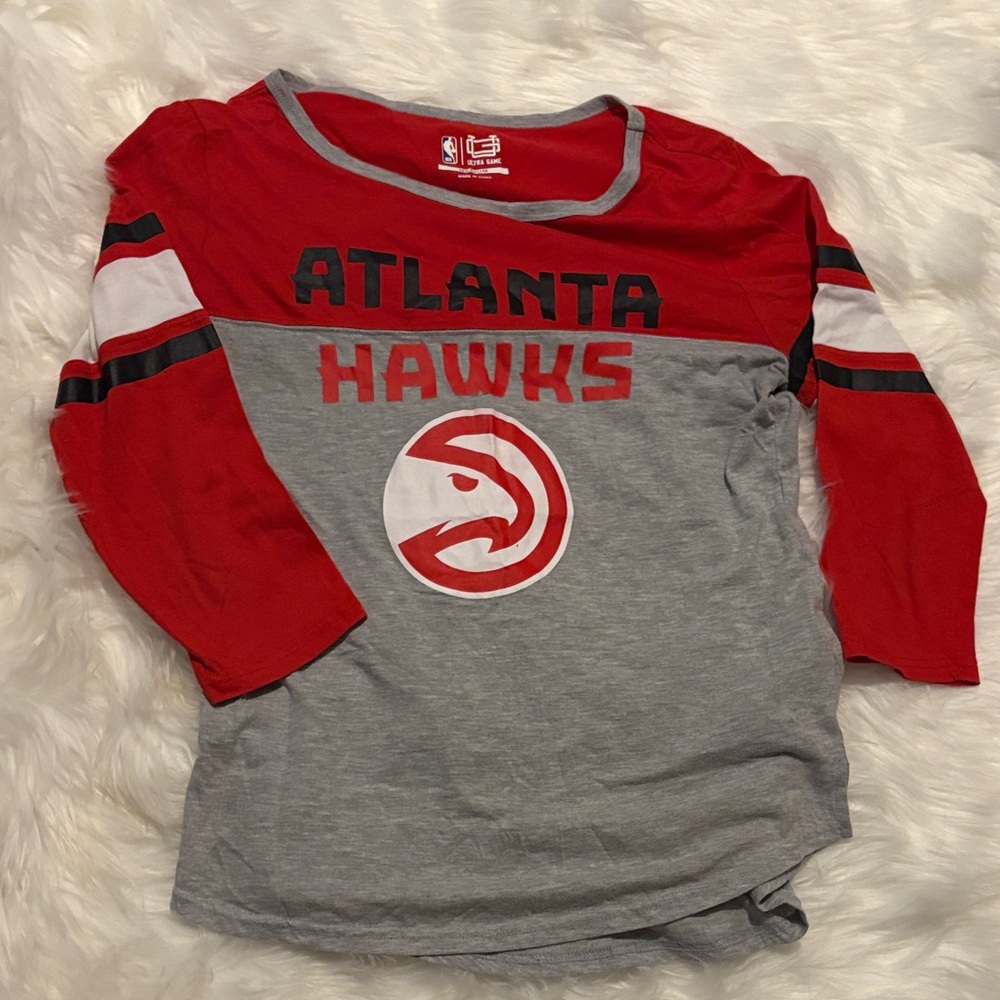 NFL Kids Long Sleeve Tee - Red and Gray Atlanta Hawks